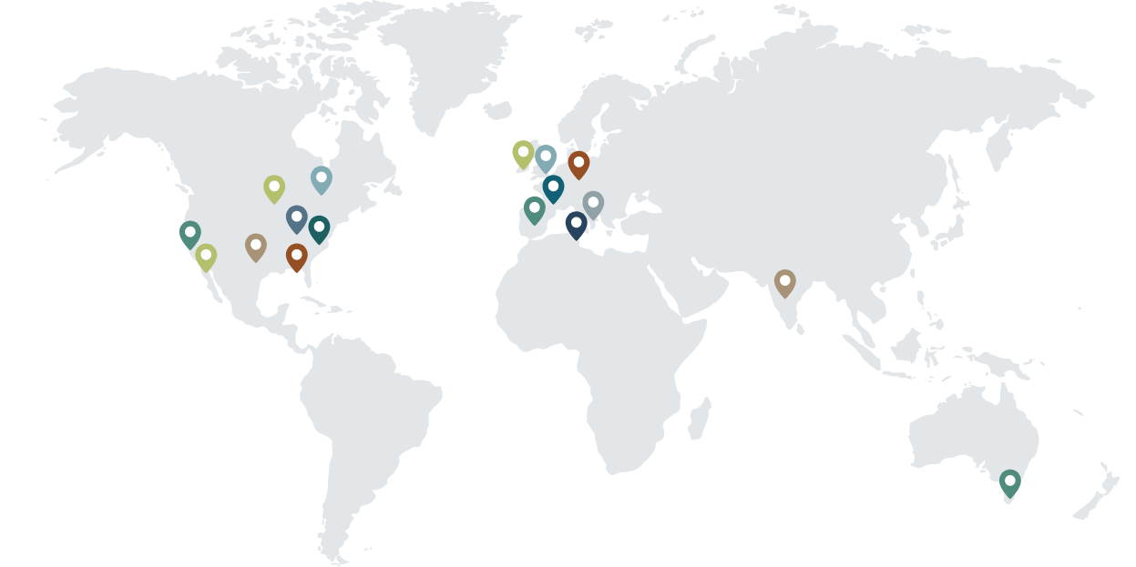 Our Global Team on map